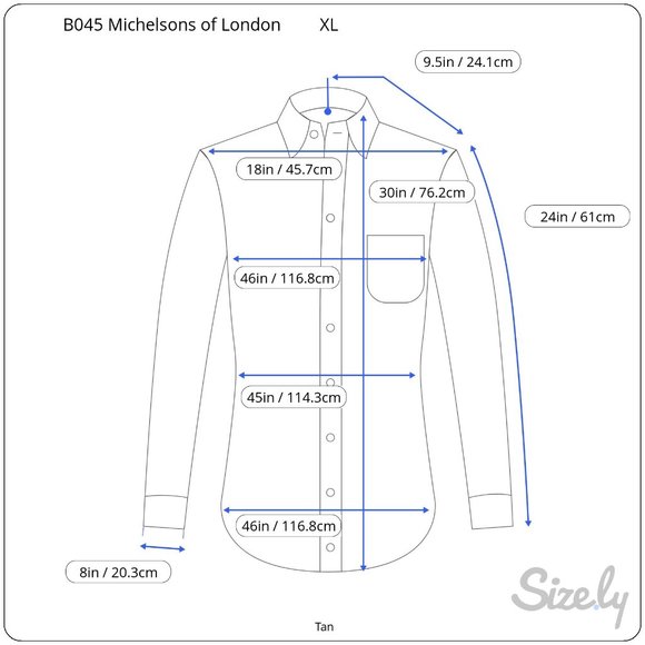 Michelson's of London Men's XL Tan Shirt Button Front Long Sleeve Pocket Cotton - Picture 11 of 11